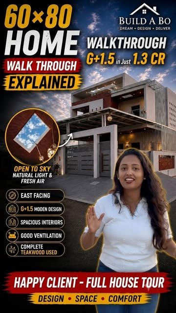 🏡 Another premium project successfully completed by Buildabo Construction!

Presenting a beautifully crafted 60×80 luxury house (G+1.5) completed with elegant design, quality construction, and modern living spaces — all in just ₹1.3 Cr. ✨

We don’t just build houses, we build dream homes with trust, quality, and perfection.

📞 Build your dream home with Buildabo Construction today!

#BuildaboConstruction #LuxuryHouse #CompletedProject #DreamHome #HomeConstruction